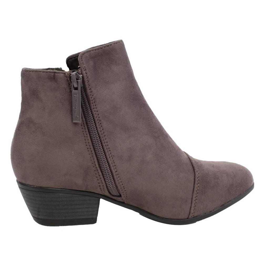 Grey faux suede tassel fringe Low Heel ankle boot - Picture 3 of 7